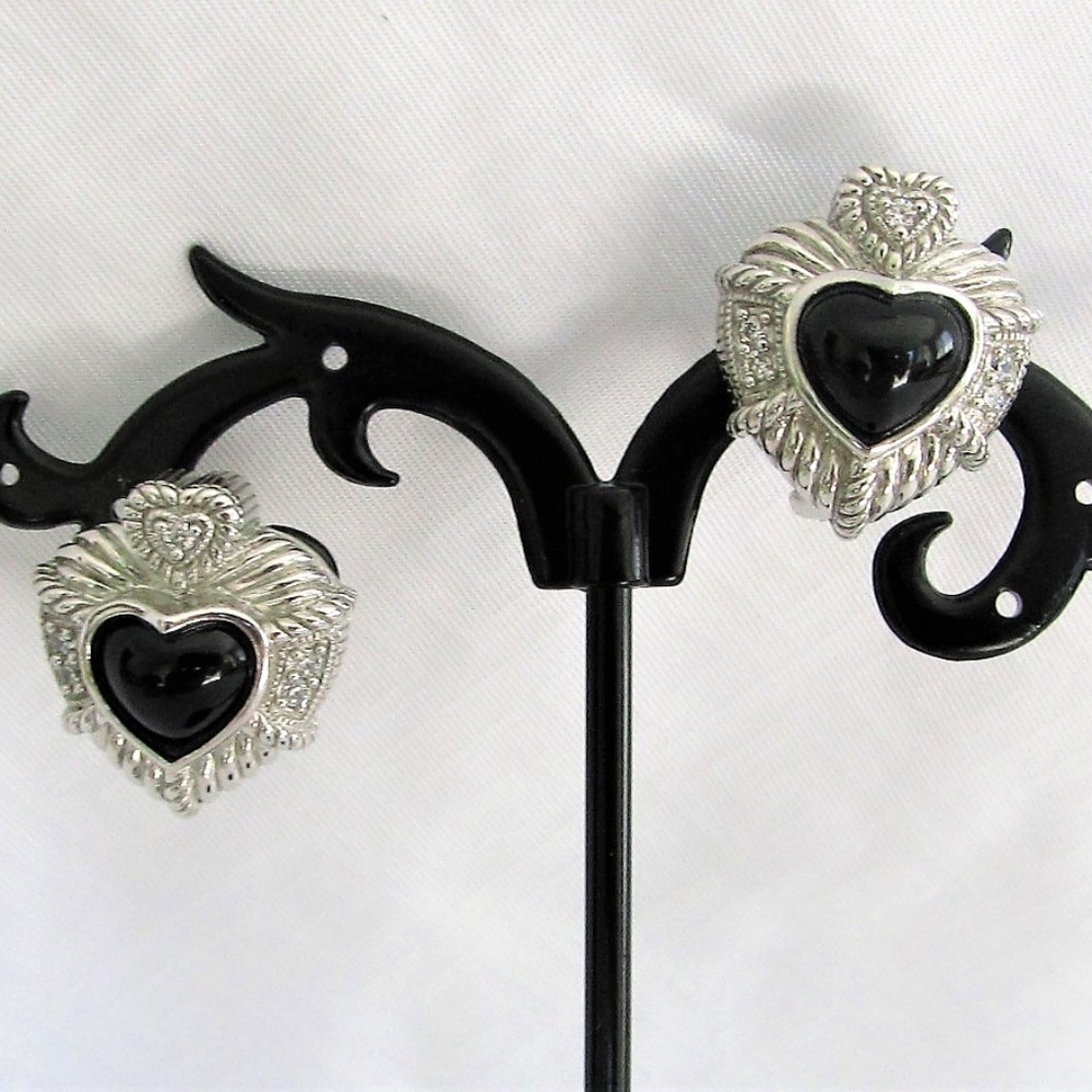 Judith Ripka Onyx & Sterling Silver Earrings
